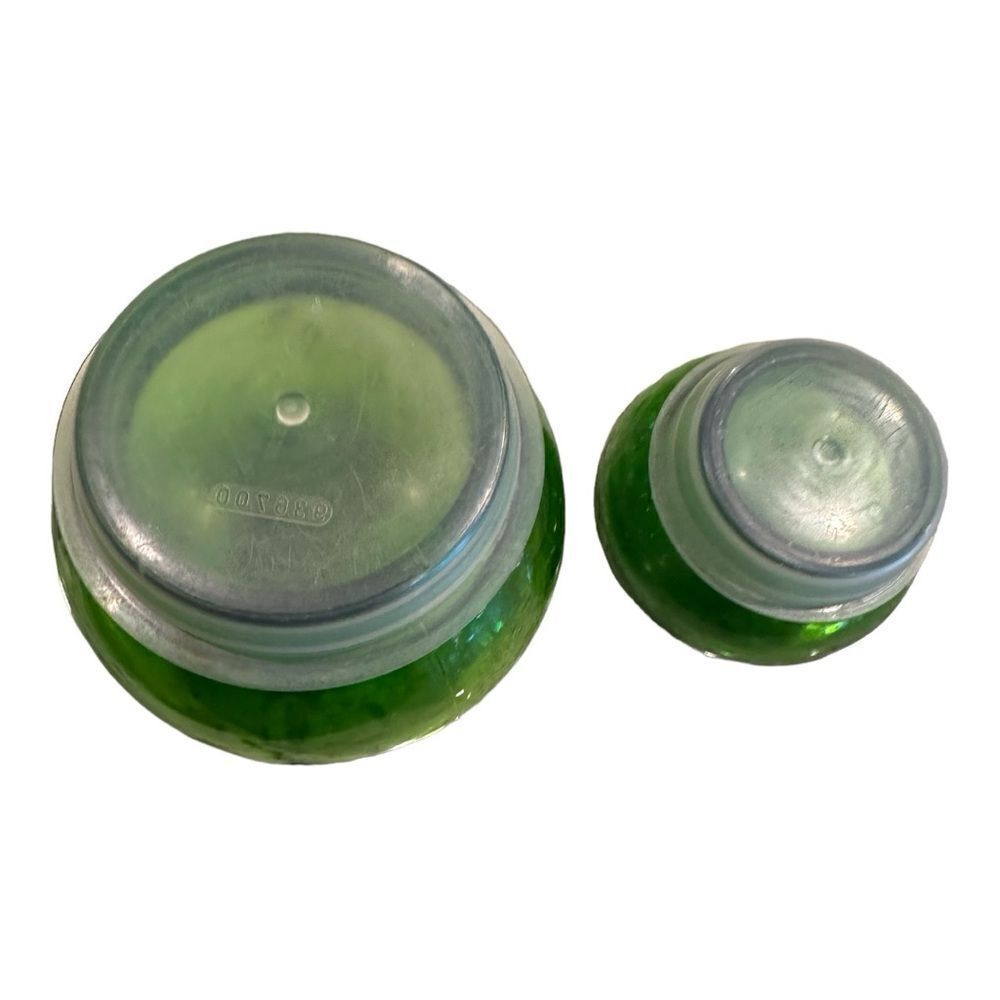 Vintage  Green Glass Bubble Top Jars Apothecary Bottle Container Belgium - Picture 2 of 8